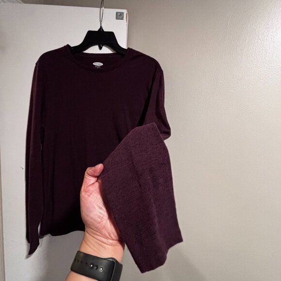 Old Navy men's long sleeve soft washed tee SZ: S/ Raisin color - Picture 6 of 12